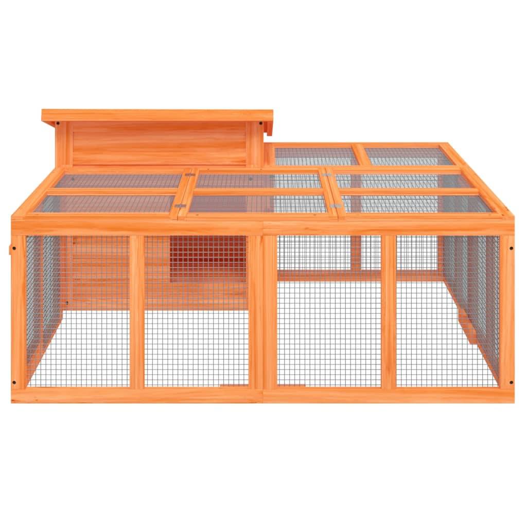 Clapier à lapins en bois avec enclos extérieur pour jardin marron – ComfortXL Outdoor Living - Image 3