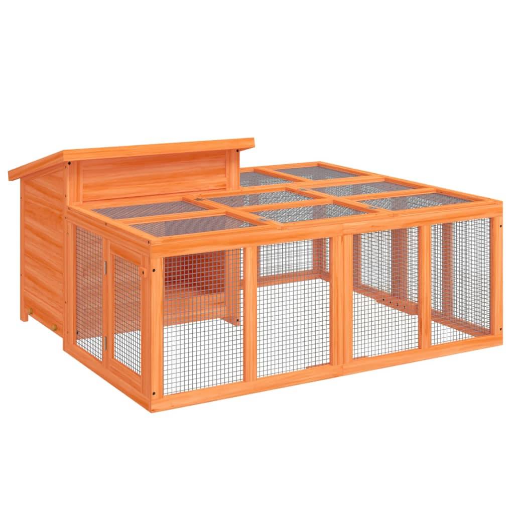 Clapier à lapins en bois avec enclos extérieur pour jardin marron – ComfortXL Outdoor Living - Image 2