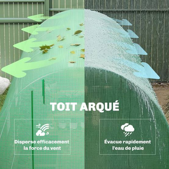 ComfortXL - Serre tunnel de jardin PE 140 g/m² 400 x 200 x 200 cm verte 8 m² porte et 6 fenêtres - ComfortXL Outdoor Living - Image 10