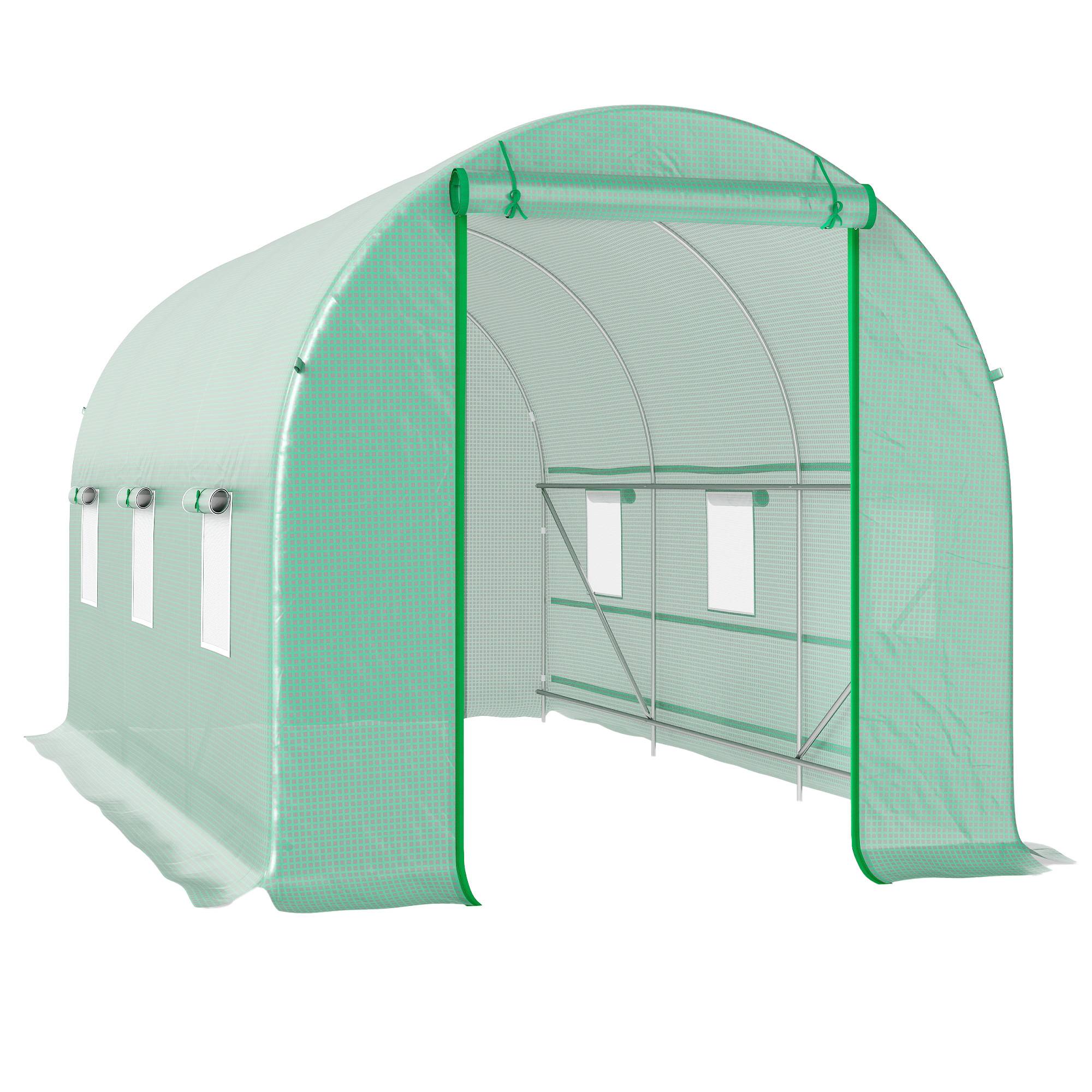 ComfortXL - Serre tunnel de jardin PE 140 g/m² 400 x 200 x 200 cm verte 8 m² porte et 6 fenêtres - ComfortXL Outdoor Living - Image 2
