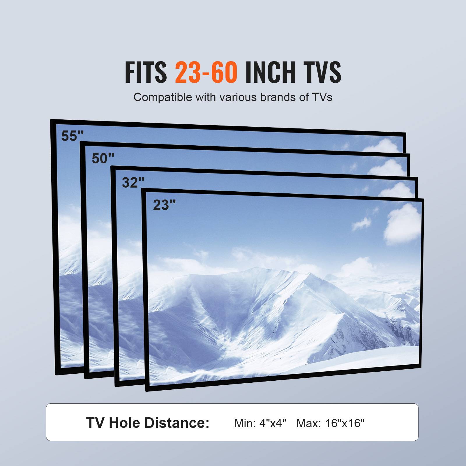 VEVOR Support TV sur pied universel 23-60", hauteur réglable 143-154cm, charge 40kg. - Image 6