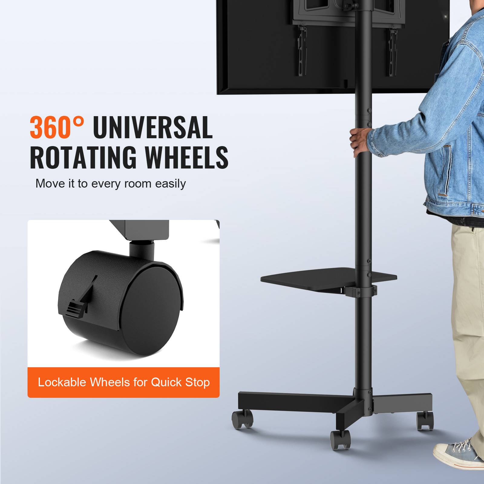 VEVOR Support TV sur pied universel 23-60", hauteur réglable 143-154cm, charge 40kg. - Image 5