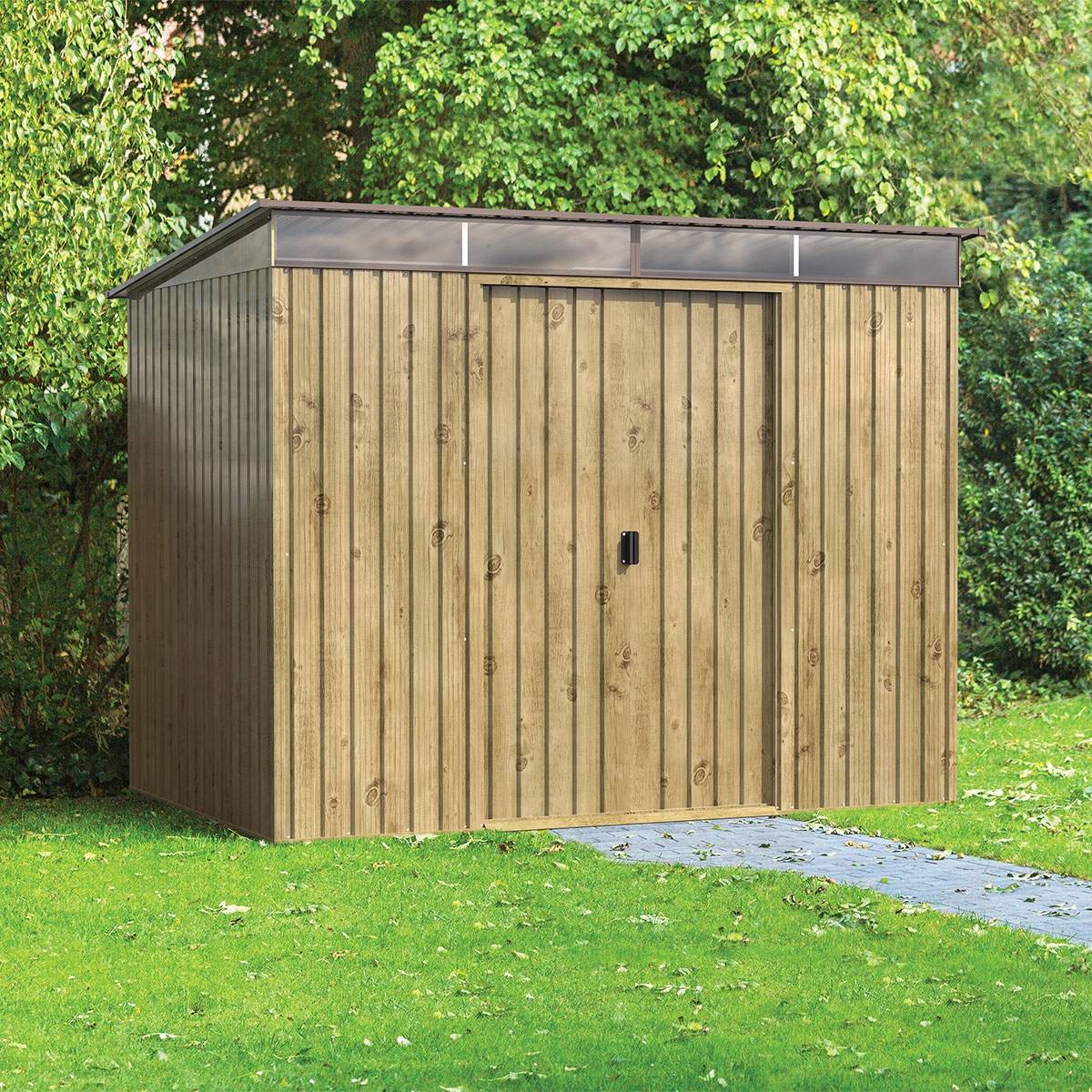 Duramax - Abri de jardin en métal Duramax 4,35 m² skylight imitation bois avec kit ancrage - Duramax