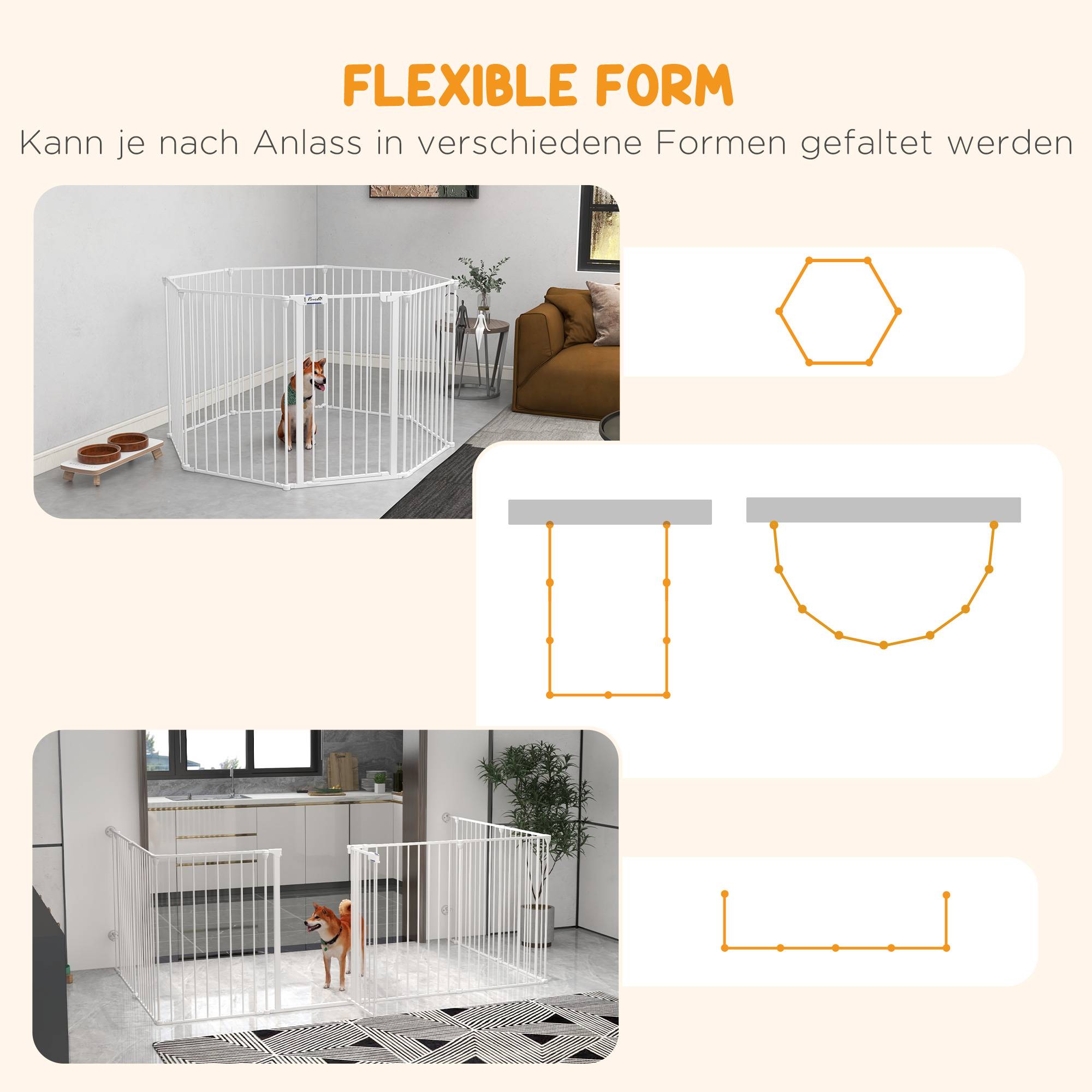 Enclos parc pour chien plastique intérieur barrière modulable 154x90cm blanc - ComfortXL Outdoor Living - Image 4