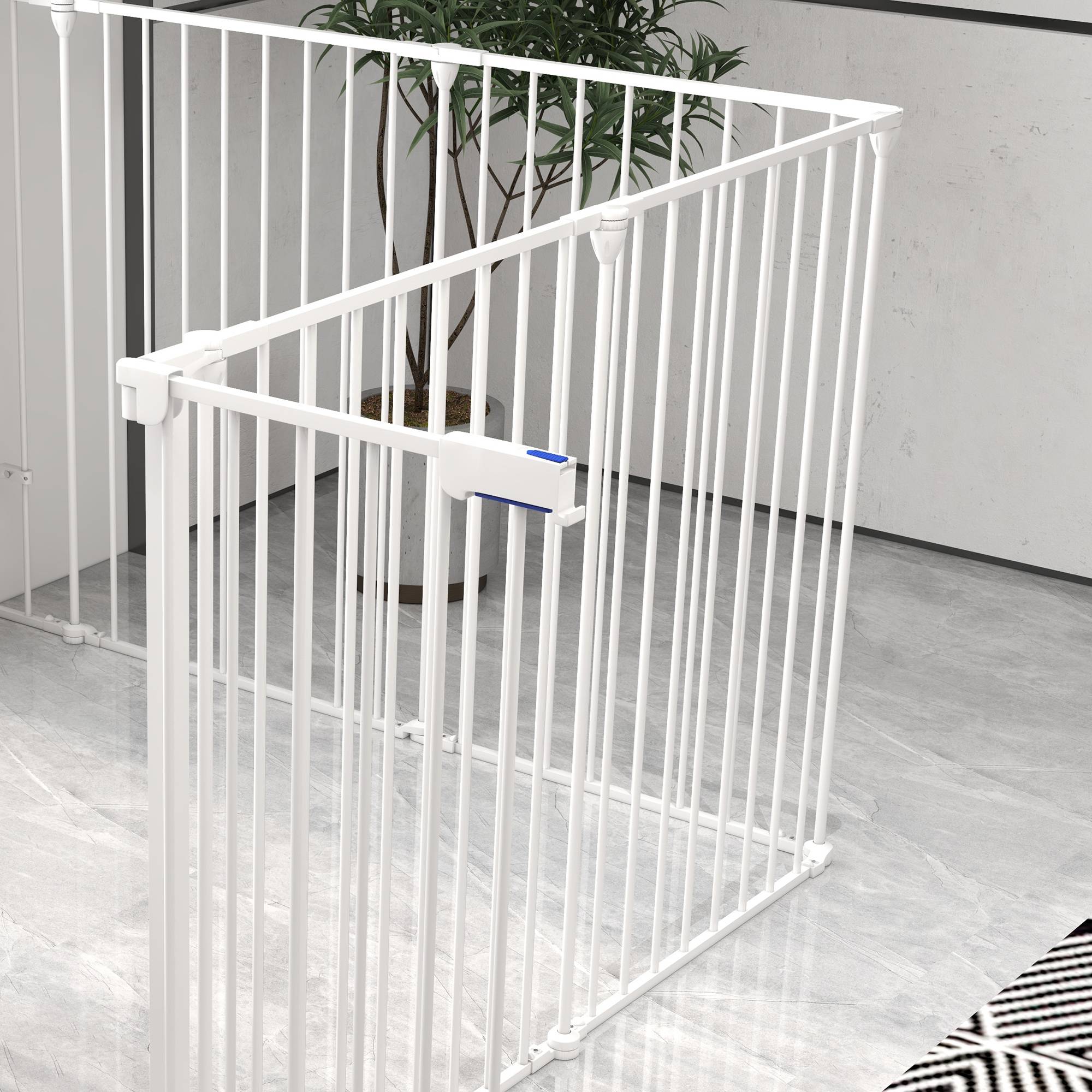 Enclos parc pour chien plastique intérieur barrière modulable 154x90cm blanc - ComfortXL Outdoor Living - Image 7
