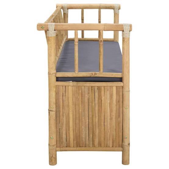 Banc coffre extérieur bambou aménagement terrasse assise 110x47cm naturel - ComfortXL Outdoor Living - Image 5