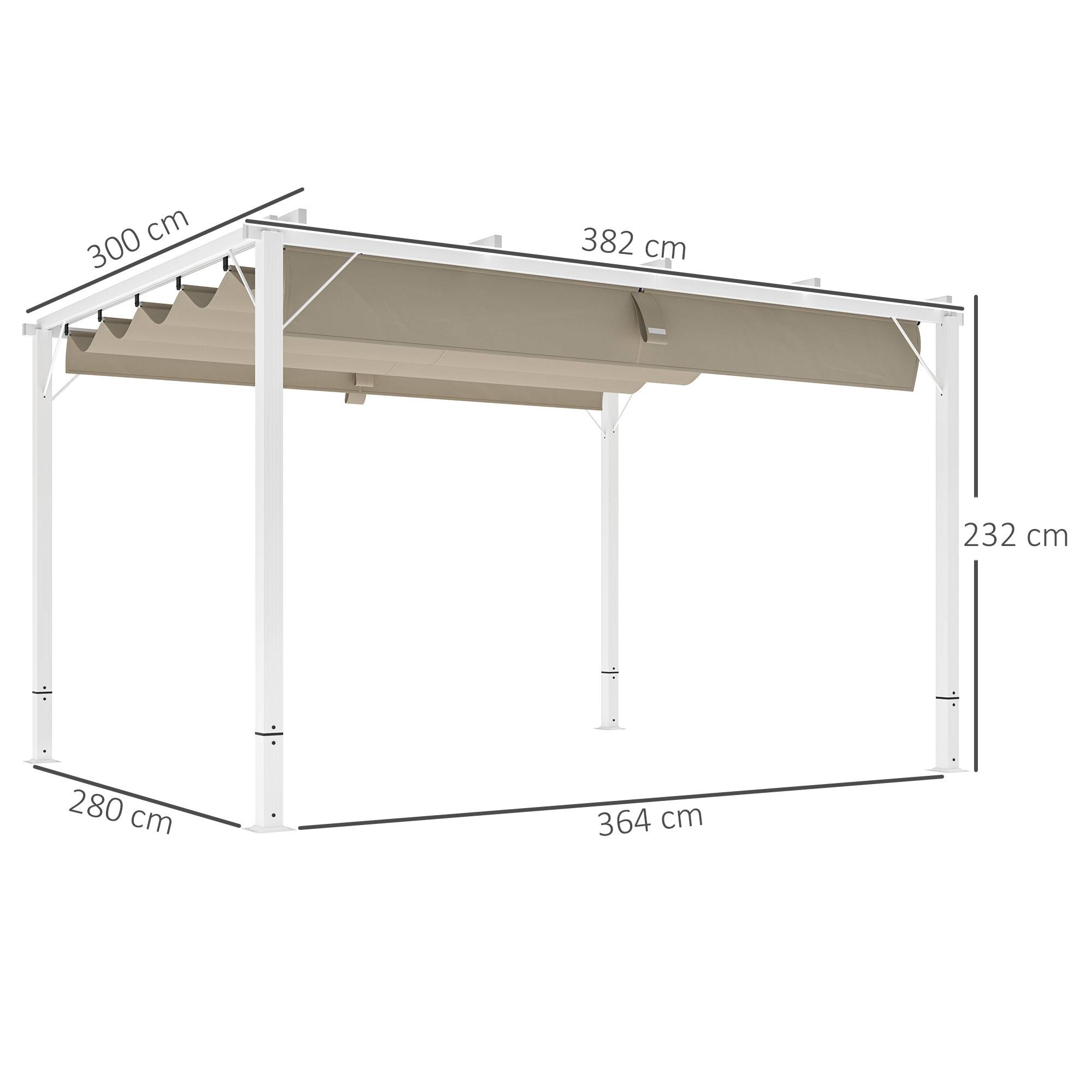 Pergola jardin extérieur en aluminium 3 x 4 m avec toit rétractable, abri soleil UPF30+, pour terrasse, patio, blanc - Image 5