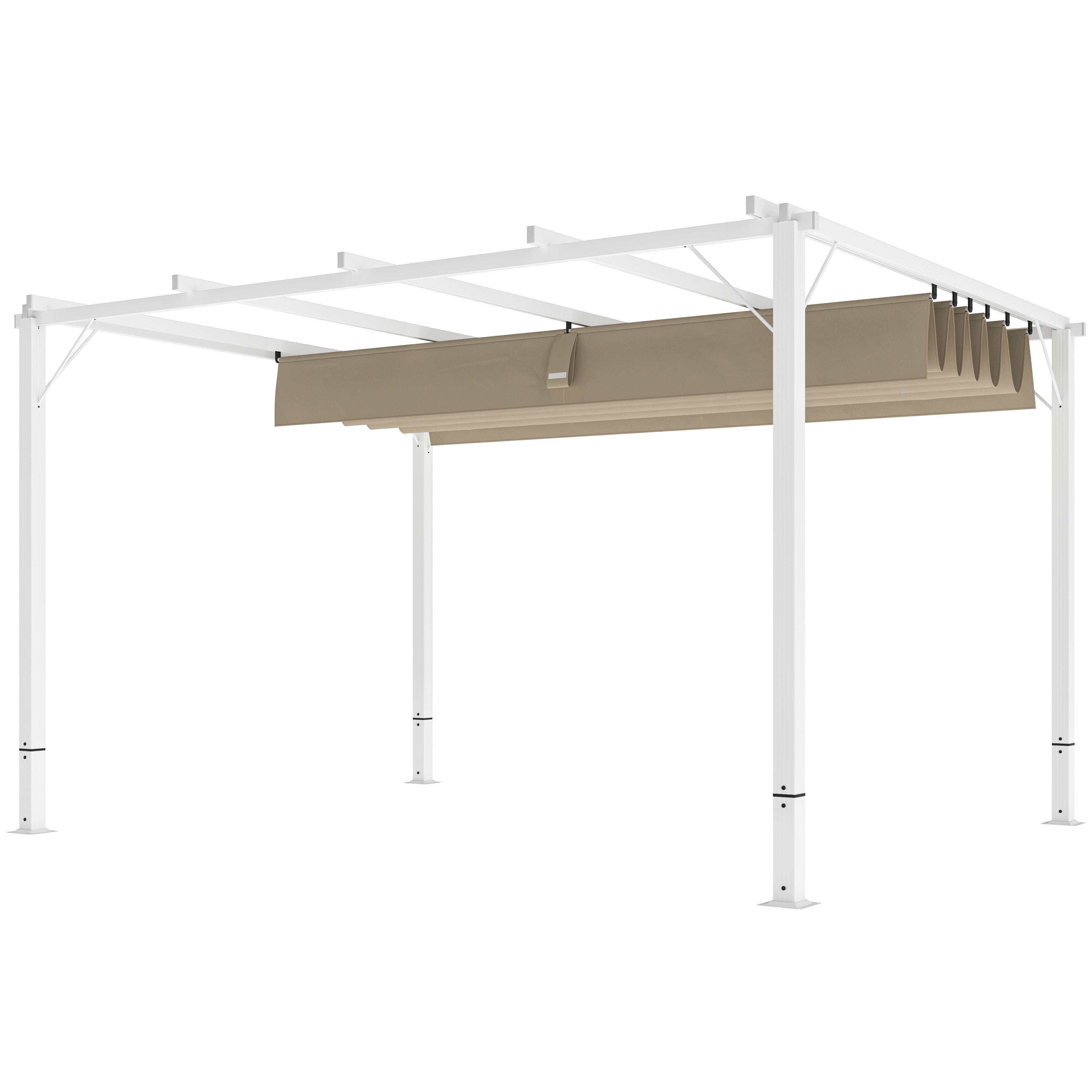 Pergola jardin extérieur en aluminium 3 x 4 m avec toit rétractable, abri soleil UPF30+, pour terrasse, patio, blanc - Image 2