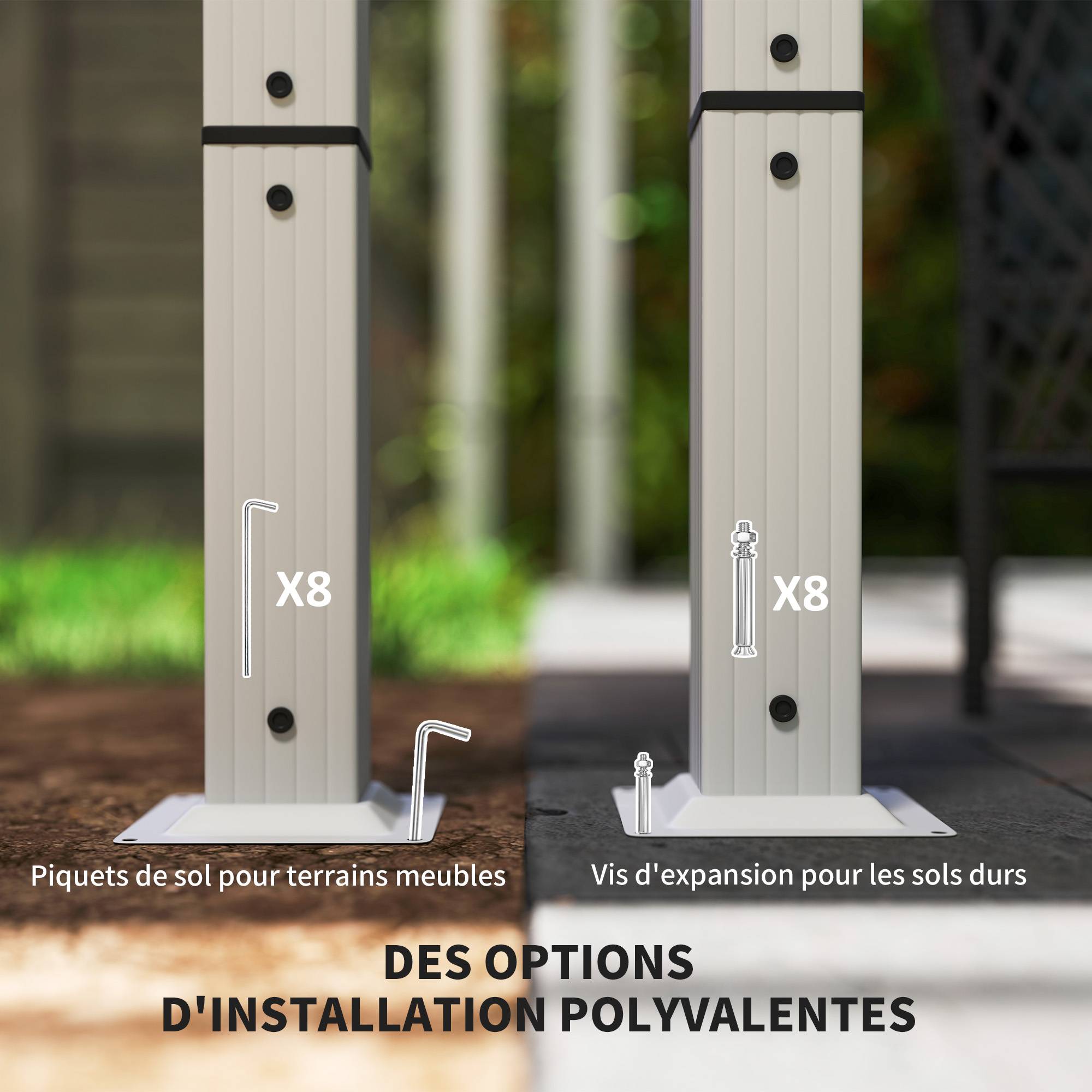 Pergola jardin extérieur en aluminium 3 x 4 m avec toit rétractable, abri soleil UPF30+, pour terrasse, patio, blanc - Image 8