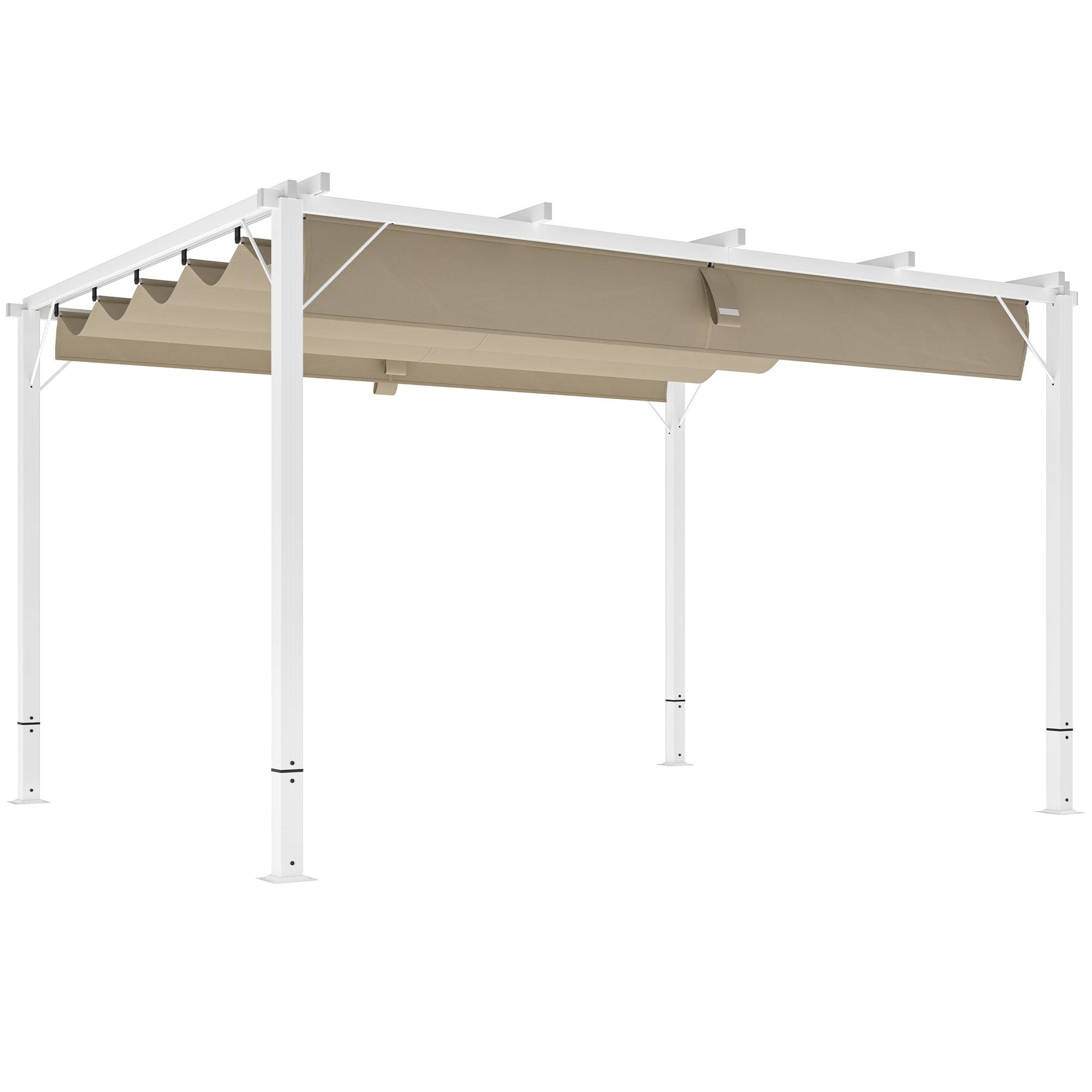 Pergola jardin extérieur en aluminium 3 x 4 m avec toit rétractable, abri soleil UPF30+, pour terrasse, patio, blanc - Image 1