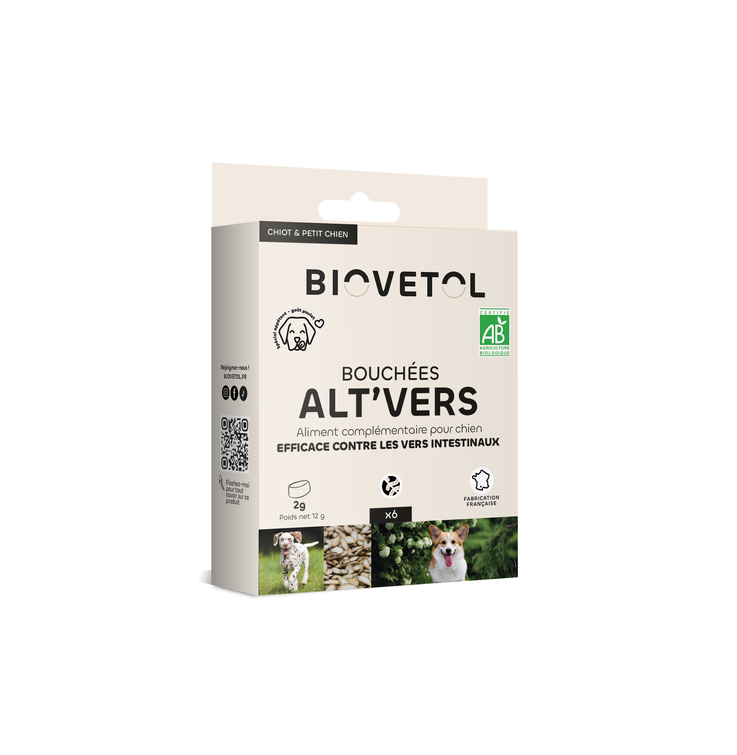Biovetol - Bouchées Alt’vers Petit Chien < 15kgs - Vermifuge - 6 bouchées