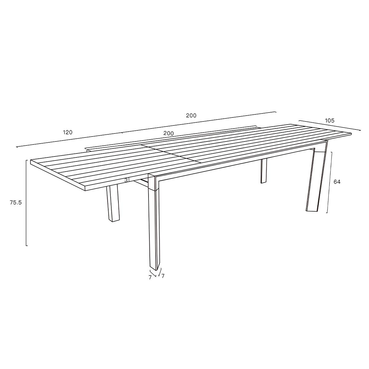 Wilsa Garden - Table de jardin en full aluminium gris extensible 8/12 places MODULO - Image 8