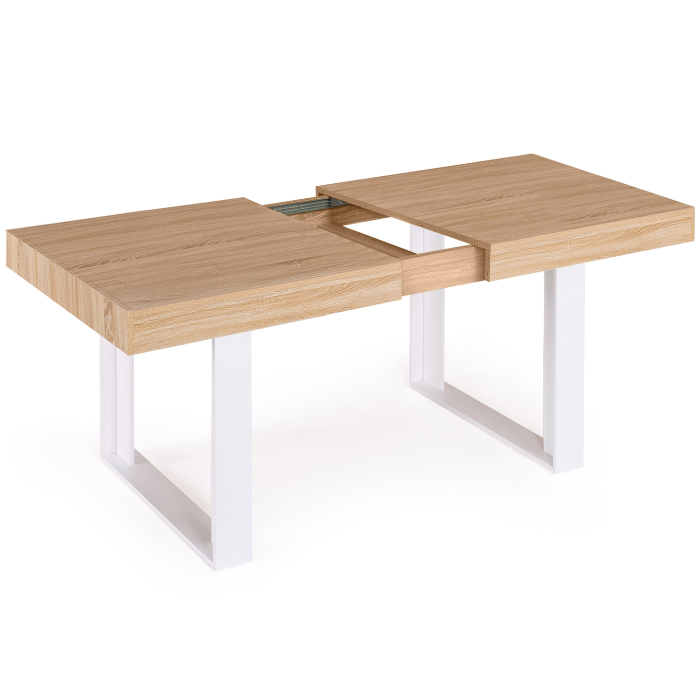 Table à manger extensible rectangle PHOENIX 4-8 personnes bois et blanc 160-200 cm - Image 2