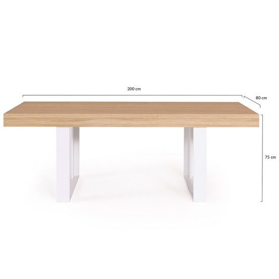 Table à manger extensible rectangle PHOENIX 4-8 personnes bois et blanc 160-200 cm - Image 5