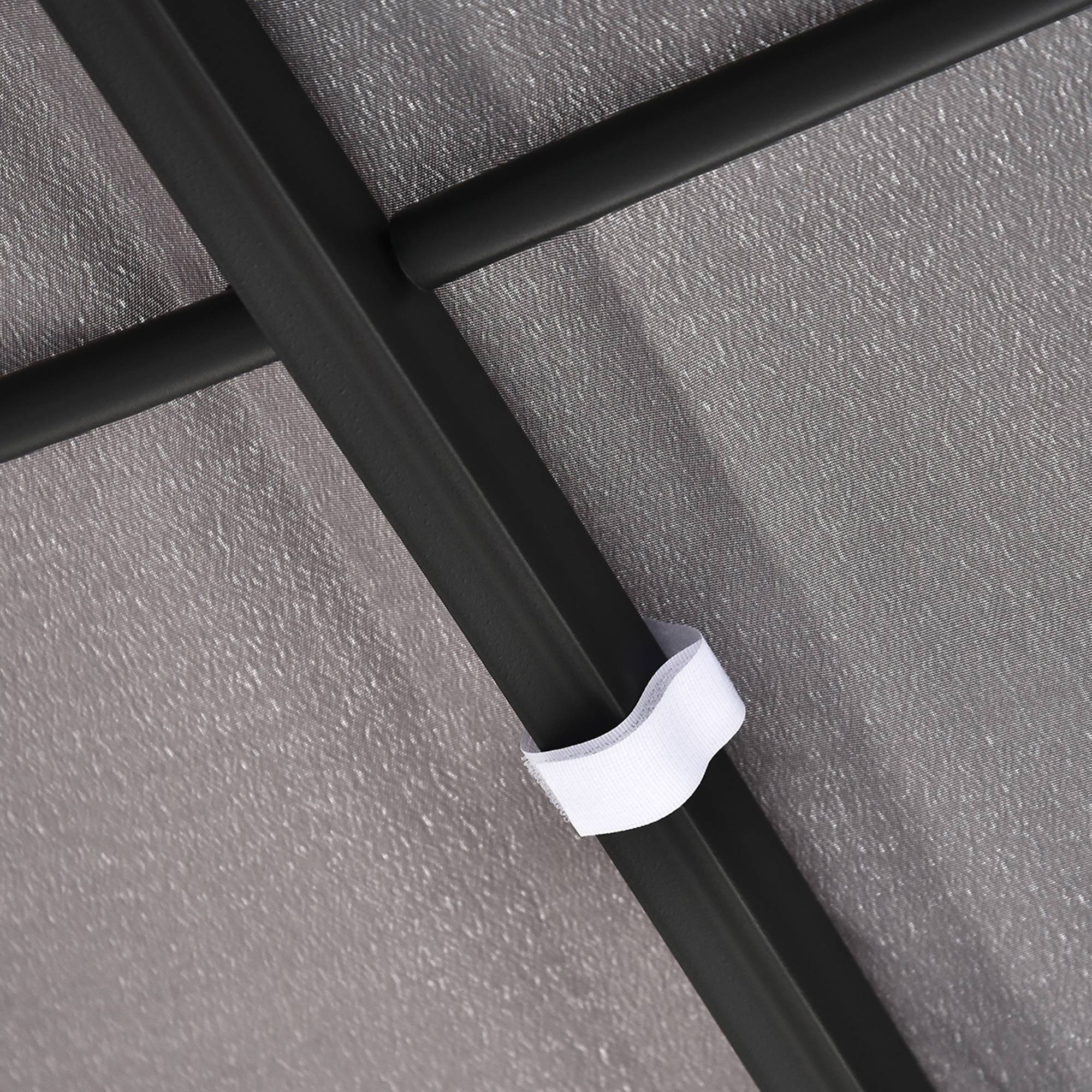 Pergola Adossée 3x3 m Acier et Polyester pour Jardin Terrasse Toit Incurvé Drainage Intégré Gris - ComfortXL Outdoor Living - Image 6