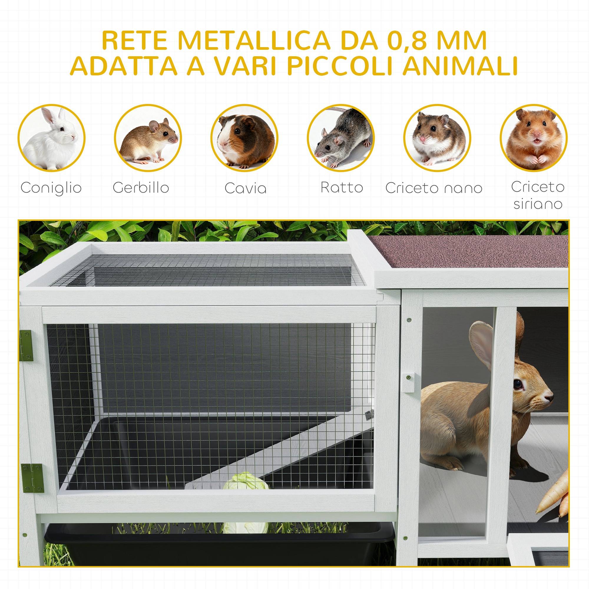 ComfortXL - Clapier lapin rongeur bois extérieur toit ouvrant fenêtres grises 105x57x51cm - ComfortXL Outdoor Living - Image 10