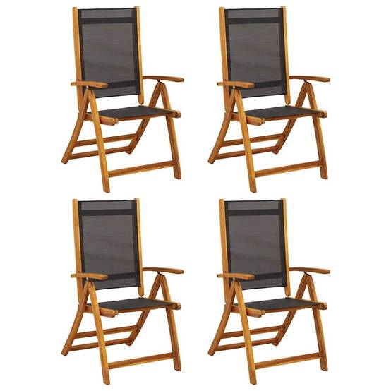 Chaises de jardin pliantes Bois acacia Massif et Textilène Noir 57,5 x 72 x 109 cm - PANGIVO - Image 2