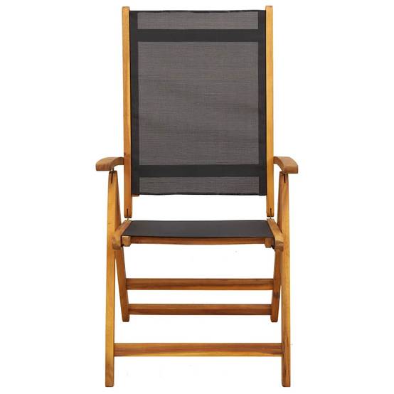 Chaises de jardin pliantes Bois acacia Massif et Textilène Noir 57,5 x 72 x 109 cm - PANGIVO - Image 4