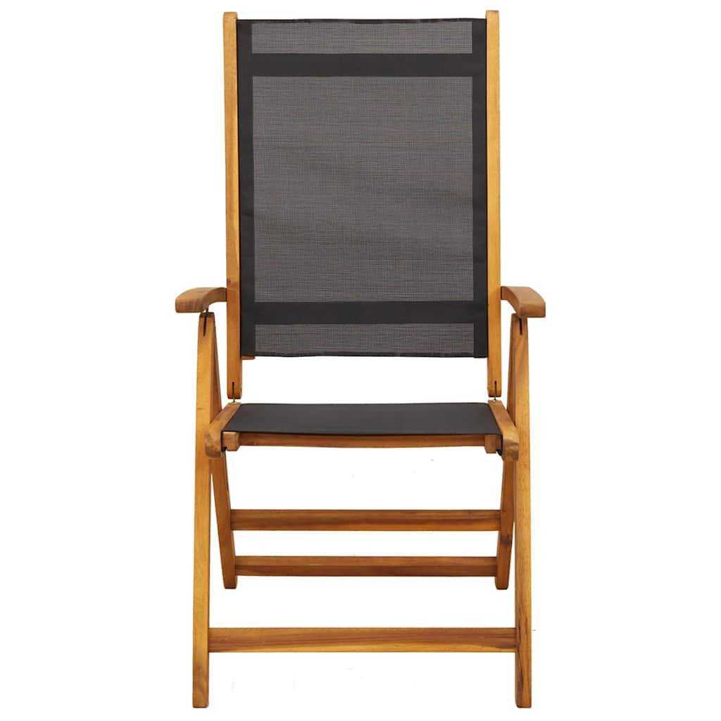 Chaises de jardin pliantes Bois acacia Massif et Textilène Noir 57,5 x 72 x 109 cm - PANGIVO - Image 4