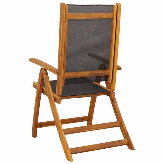 Chaises de jardin pliantes Bois acacia Massif et Textilène Noir 57,5 x 72 x 109 cm - PANGIVO - Image 5