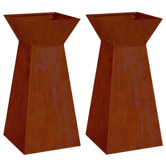 Vidaxl - Jardinière à pilier 2 pc-Pot de fleur-Bac à fleurs Rouillé 35 x 35 x 73 cm Acier patiné - Image 5