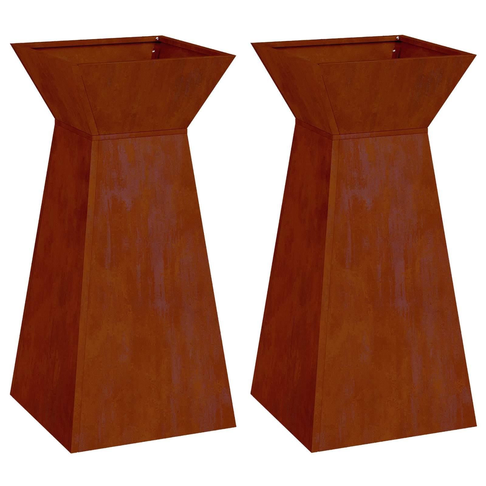 Vidaxl - Jardinière à pilier 2 pc-Pot de fleur-Bac à fleurs Rouillé 35 x 35 x 73 cm Acier patiné - Image 5