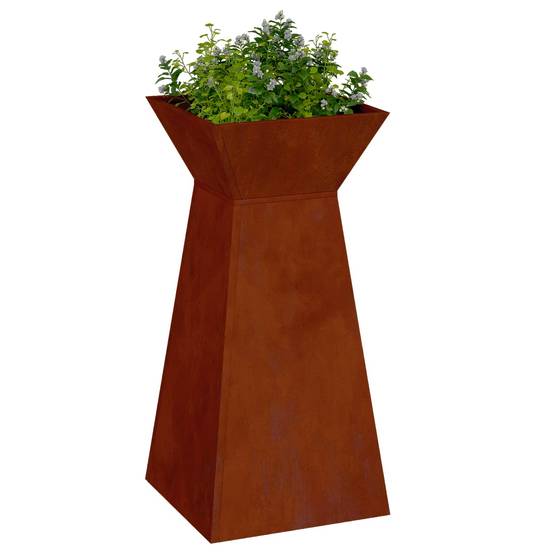 Vidaxl - Jardinière à pilier 2 pc-Pot de fleur-Bac à fleurs Rouillé 35 x 35 x 73 cm Acier patiné - Image 3