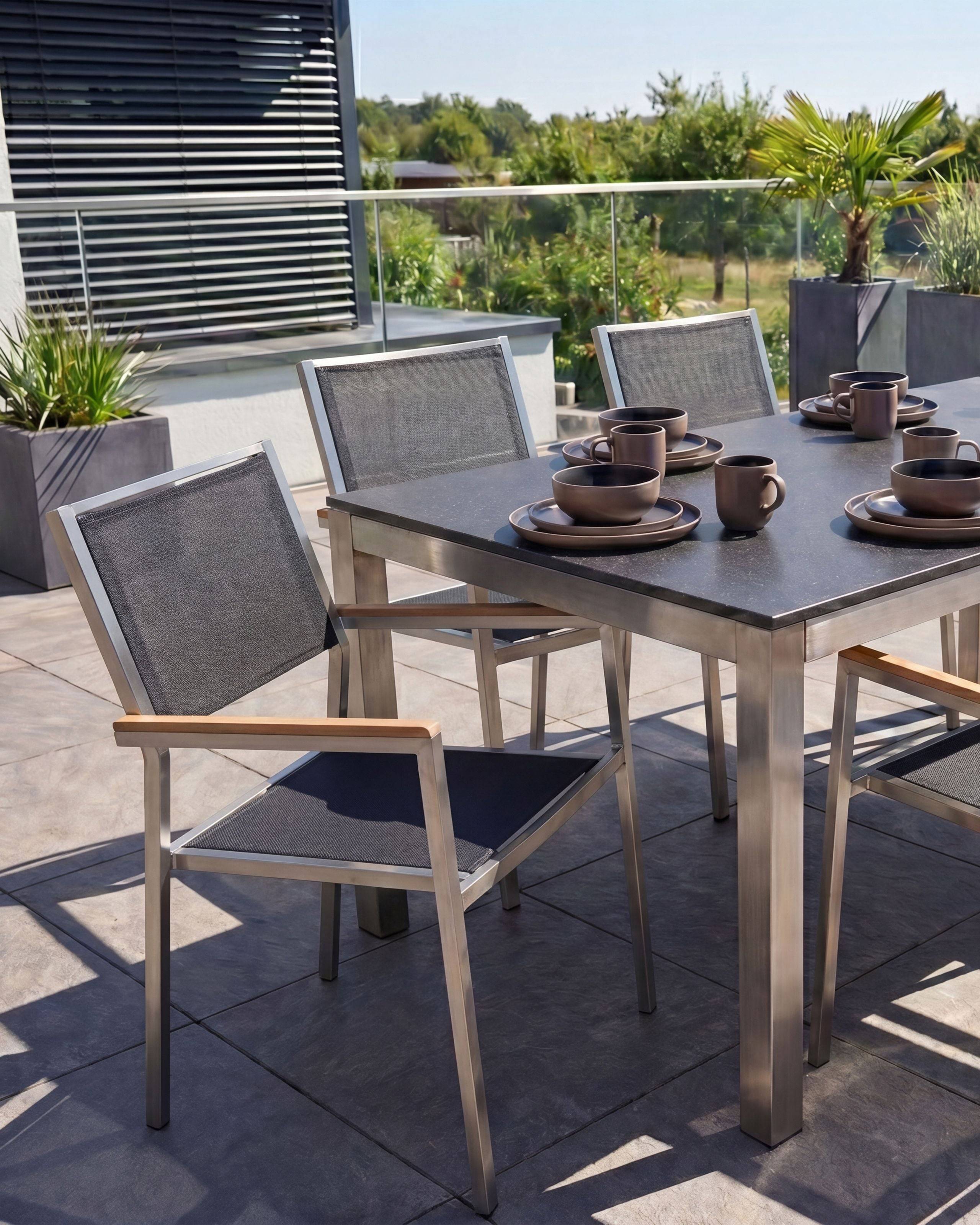 Beliani - Chaise de jardin Acier inox Noir GROSSETO - Beliani - Image 1