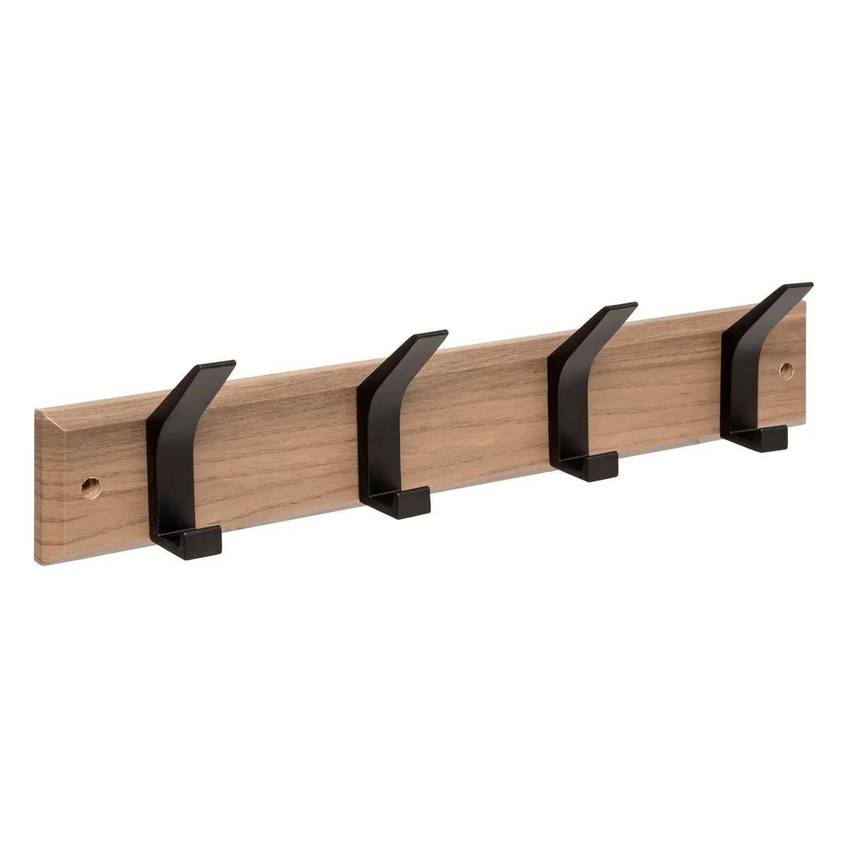 Patère 4 Tiges Effet Bois "Ziny" 45cm Naturel & Noir - Image 1