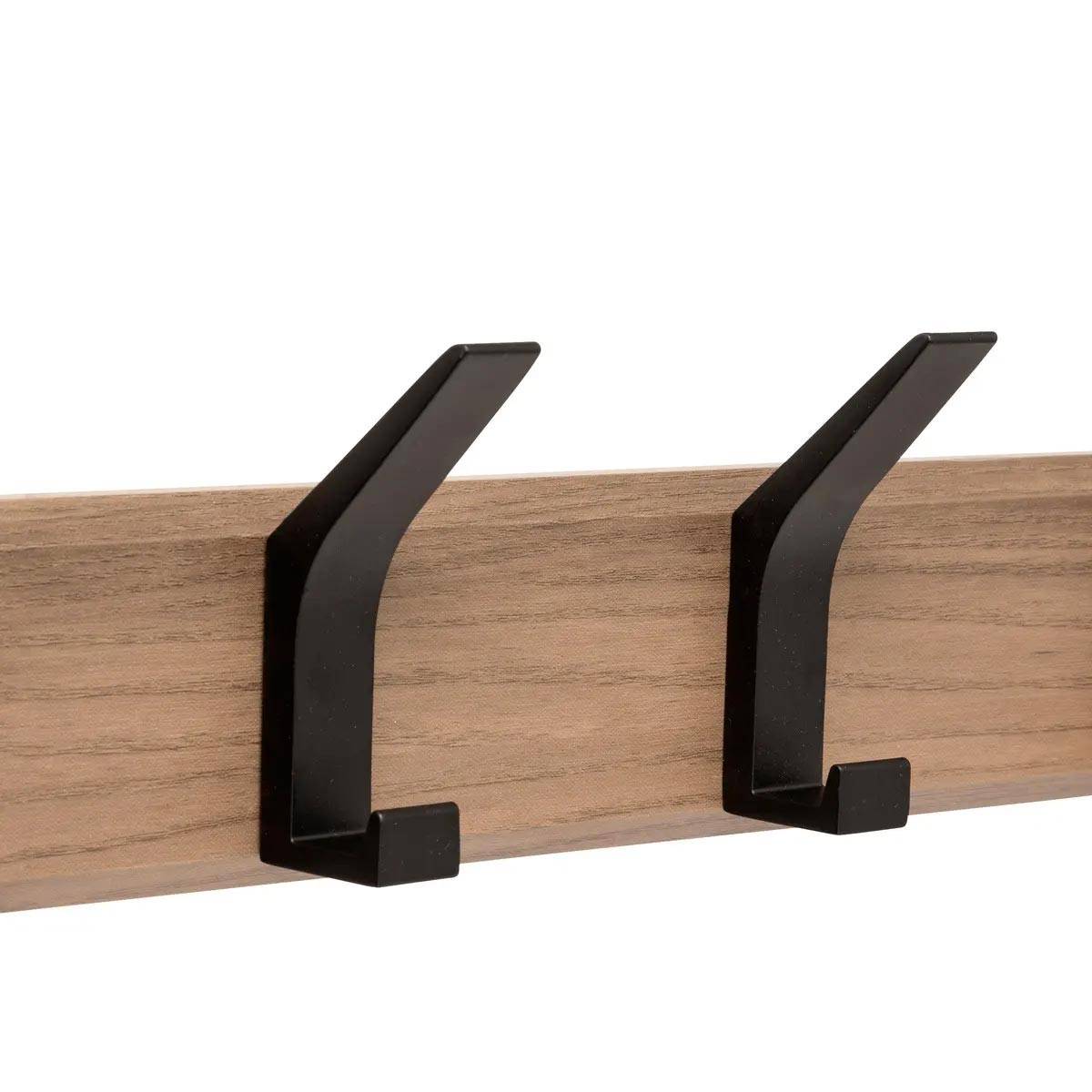 Patère 4 Tiges Effet Bois "Ziny" 45cm Naturel & Noir - Image 2