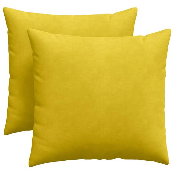 Lot de 2 Coussins Carrés Velours Côtelé Décoratifs Déhoussables pour Canapé Salon Jaune 45x45 cm – ComfortXL Outdoor Living - Image 2