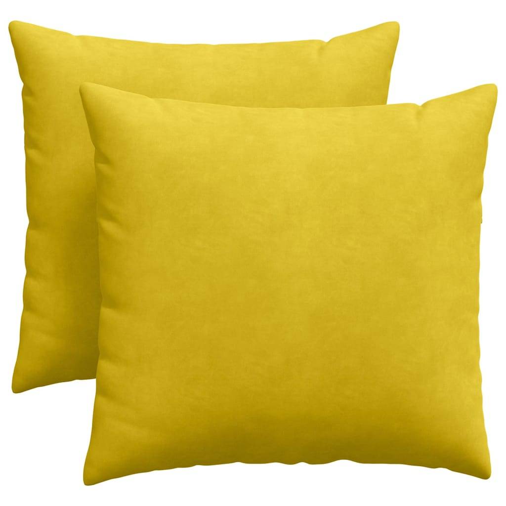 Lot de 2 Coussins Carrés Velours Côtelé Décoratifs Déhoussables pour Canapé Salon Jaune 45x45 cm – ComfortXL Outdoor Living - Image 2
