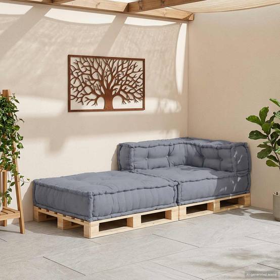 Canapé modulaire tissu gris 70 x 70 x 56 cm, poids:13.55kg - PANGIVO - Image 3