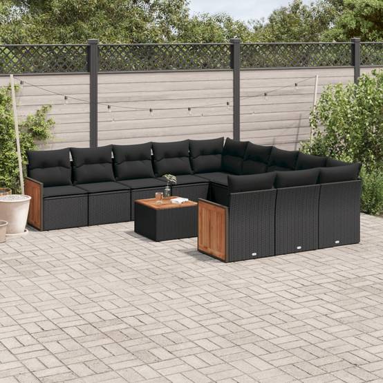 Salon de jardin 12 places en résine tressée avec table et coffres pour terrasse Noir – ComfortXL Outdoor Living - Image 1