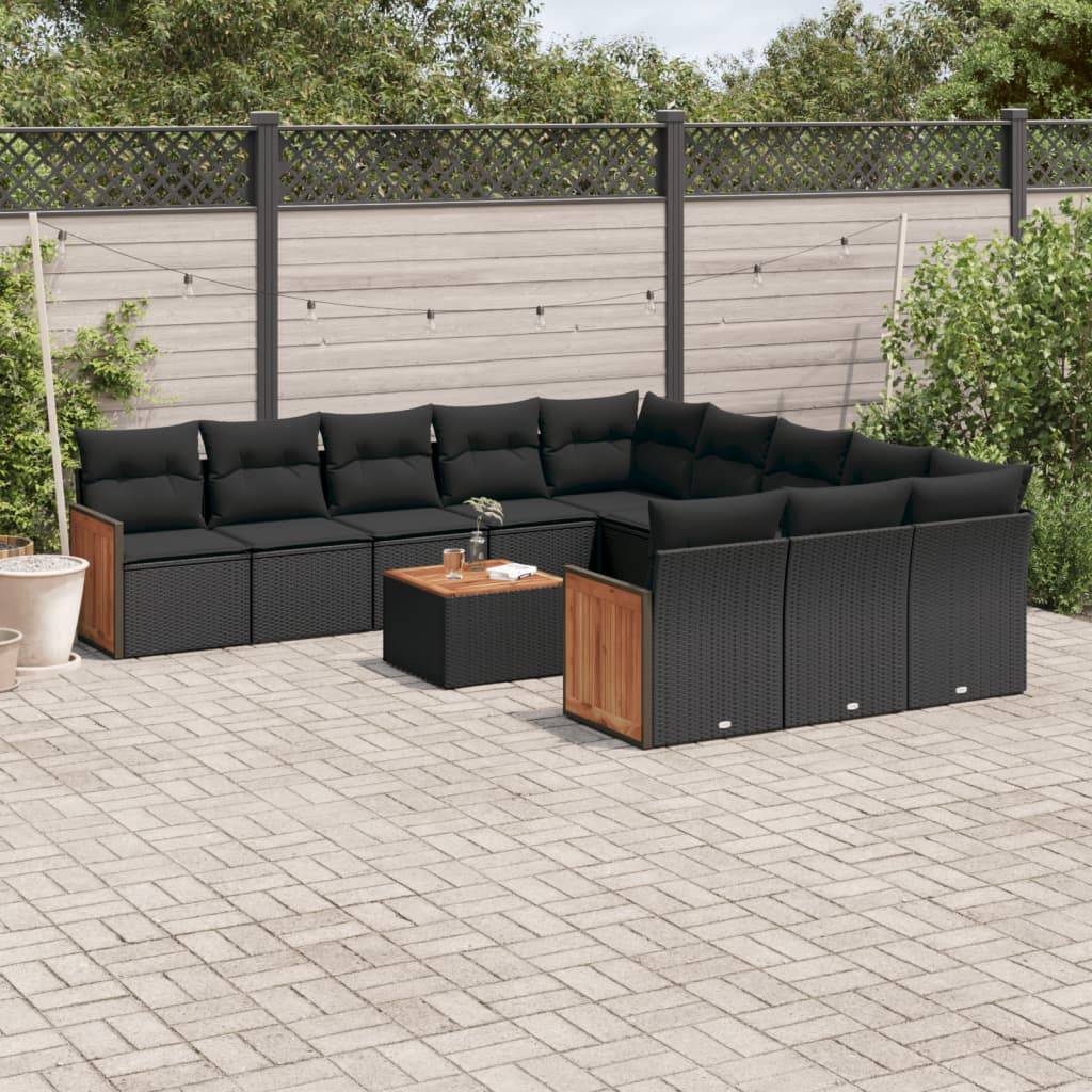 Salon de jardin 12 places en résine tressée avec table et coffres pour terrasse Noir – ComfortXL Outdoor Living - Image 1