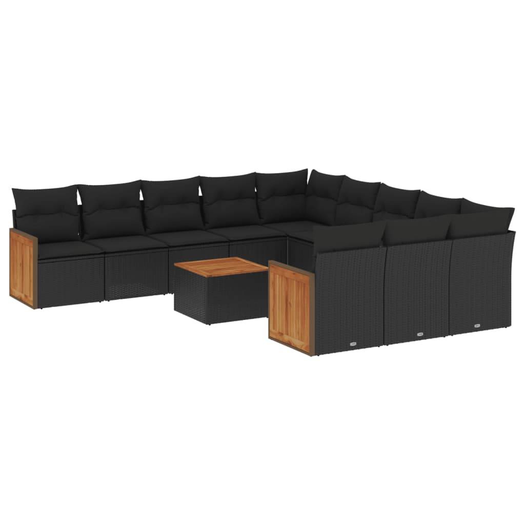 Salon de jardin 12 places en résine tressée avec table et coffres pour terrasse Noir – ComfortXL Outdoor Living - Image 2