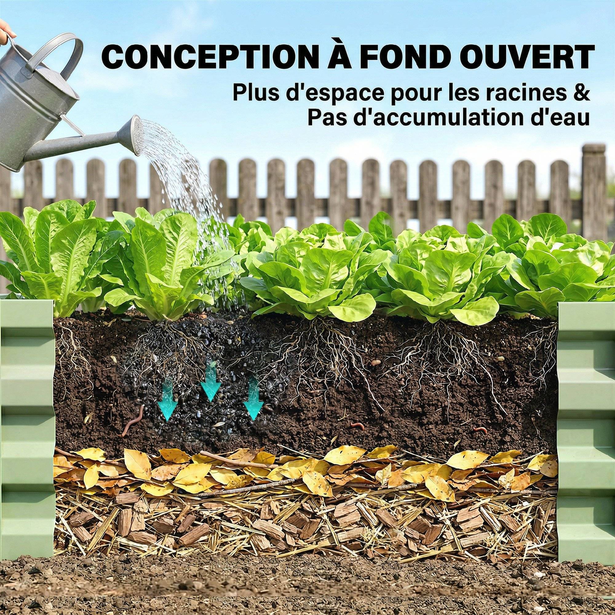ComfortXL - Carré potager rectangulaire en acier galvanisé vert 120 x 60 x 30,5 cm pour jardin et serre avec montage facile - Image 5