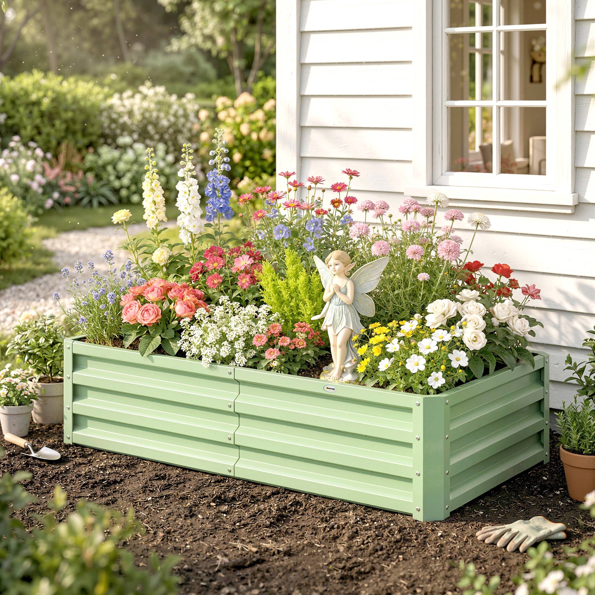 ComfortXL - Carré potager rectangulaire en acier galvanisé vert 120 x 60 x 30,5 cm pour jardin et serre avec montage facile - Image 9