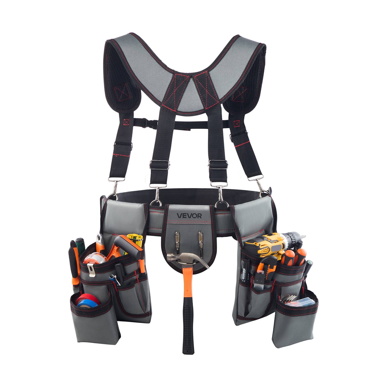 Vevor - VEVOR Ceinture porte-outils 22 poches avec bretelles, taille ajustable 81-173 cm, polyester 600D résistant, pour charpentier électricien chantier. - Image 1