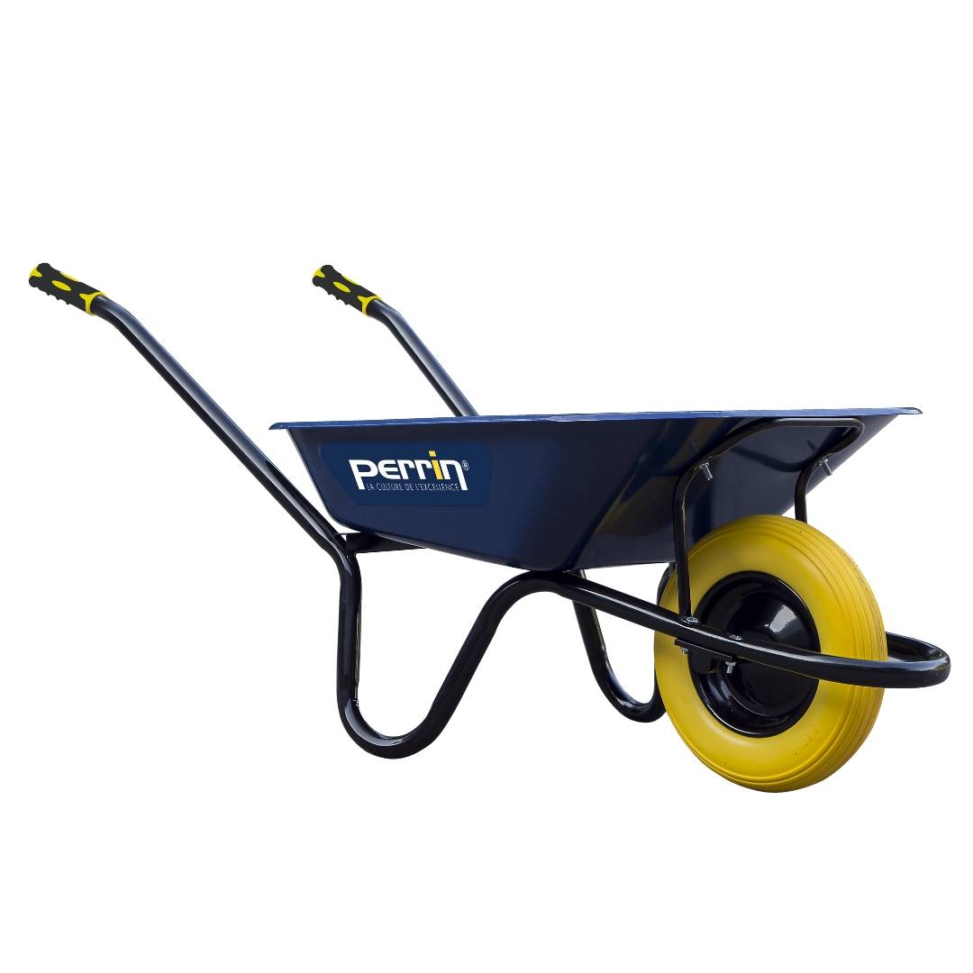 Outils Perrin - Brouette chantier 100 L – Dynamic renforcée – roue increvable – châssis acier Ø32 mm – 190 kg
