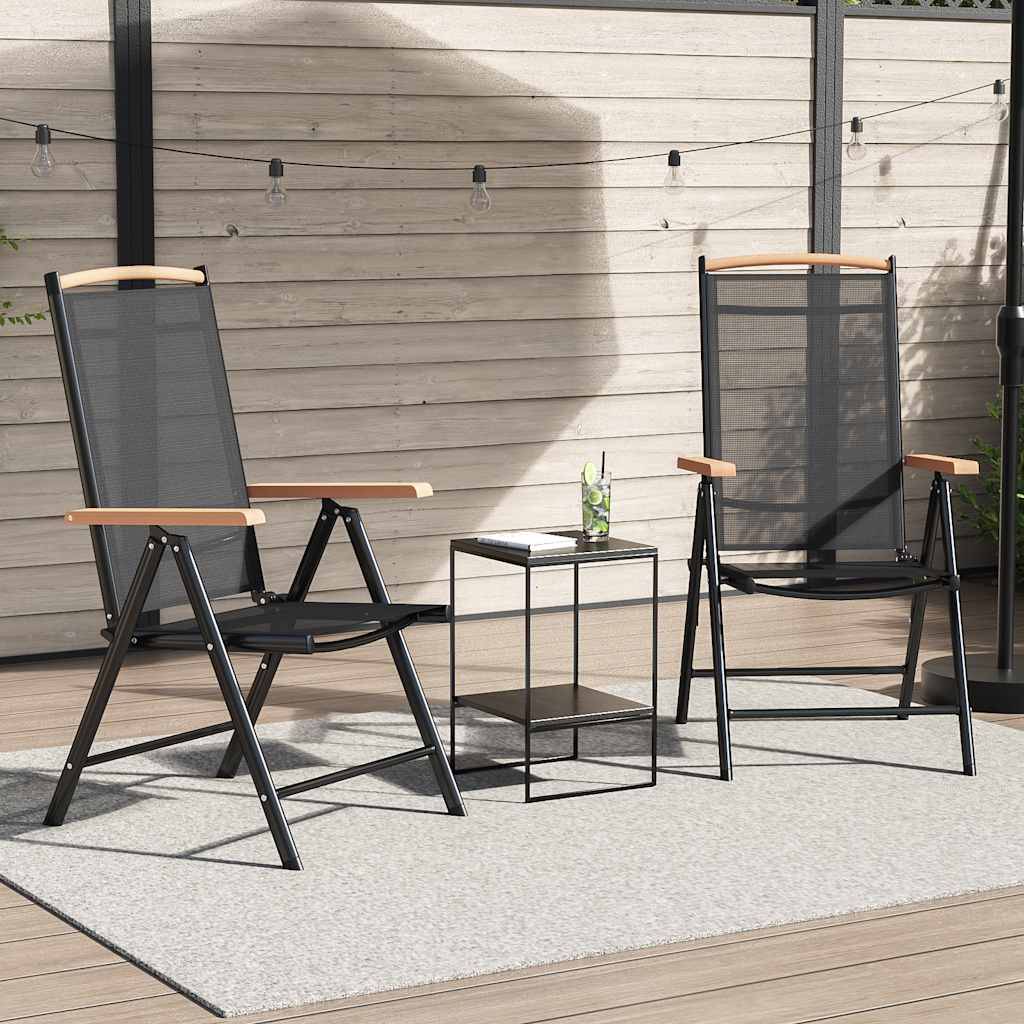 Vidaxl - Chaises de jardin pliables lot de 2 aluminium et textilène noir vidaXL 41732 - Image 2