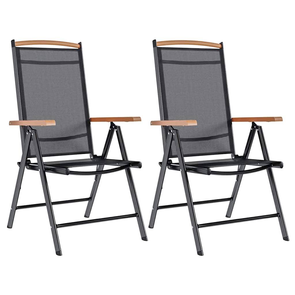 Vidaxl - Chaises de jardin pliables lot de 2 aluminium et textilène noir vidaXL 41732 - Image 1