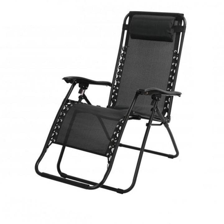 Importdistrib - Transat Chaise De Plage Fauteuil Relax L176x64 X H108/46cm Noir IMPORTDISTRIB - Image 1