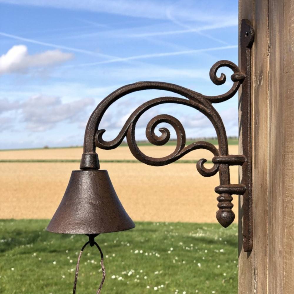 Chemin De Campagne - Cloche de jardin de porte ancienne en fonte marron 27 x 20.5 cm Chemin de campagne - Image 5