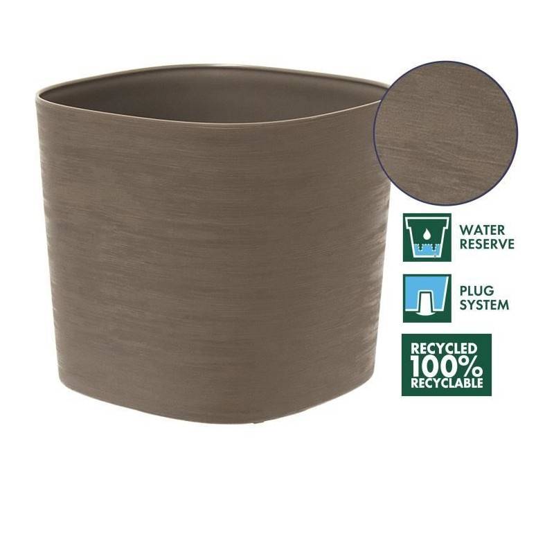 Garden ID - Pot Avec Réserve D'eau - Garden Id Respect - Taupe 20 X 20 Cm - 100% Déchets Ménagers - 100% Recyclable - Surface Structurée - Image 2