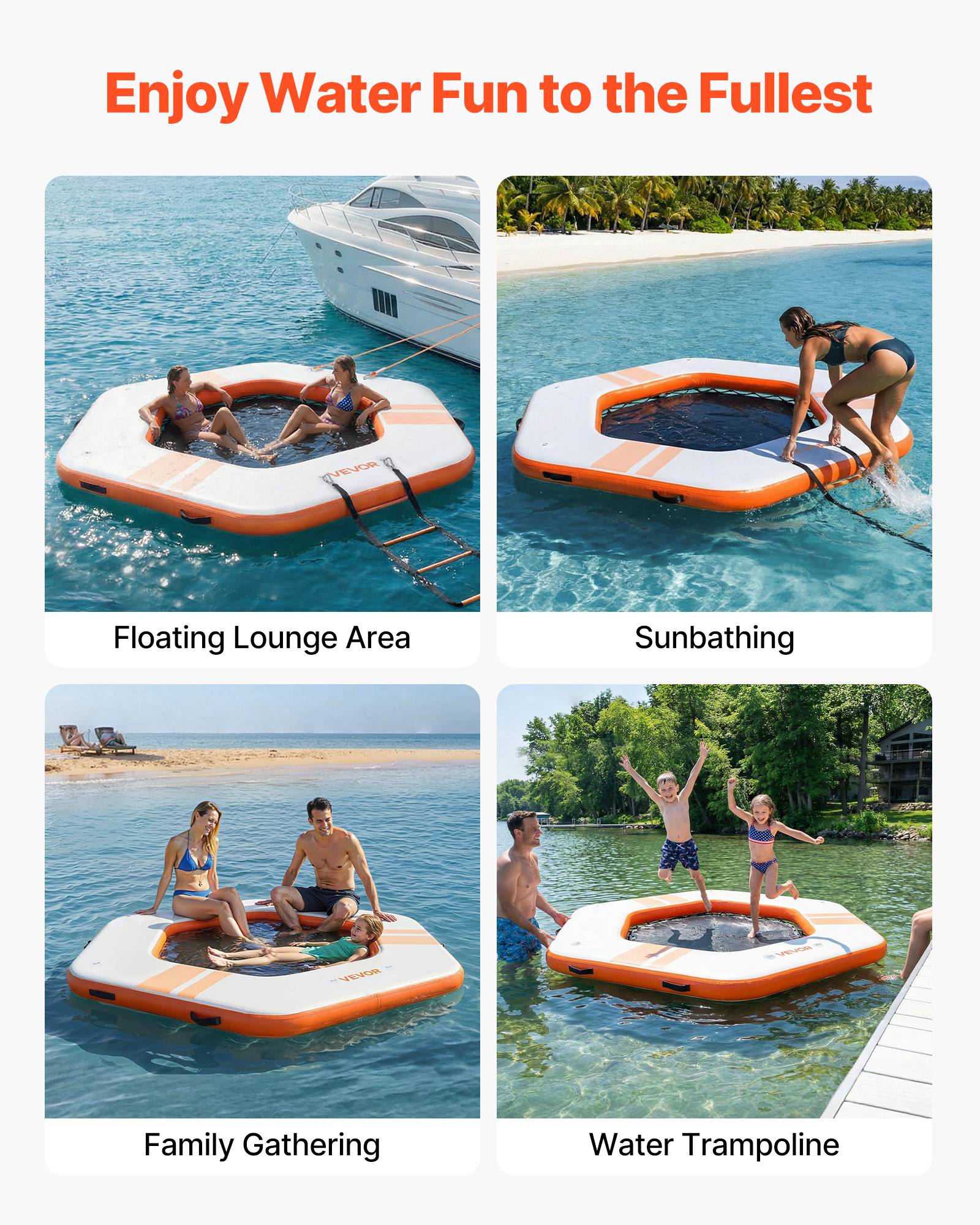 Vevor - VEVOR Quai Flottant Gonflable Plateforme de Quai 2,6x2,6x0,15 m Orange avec Sac - Image 6