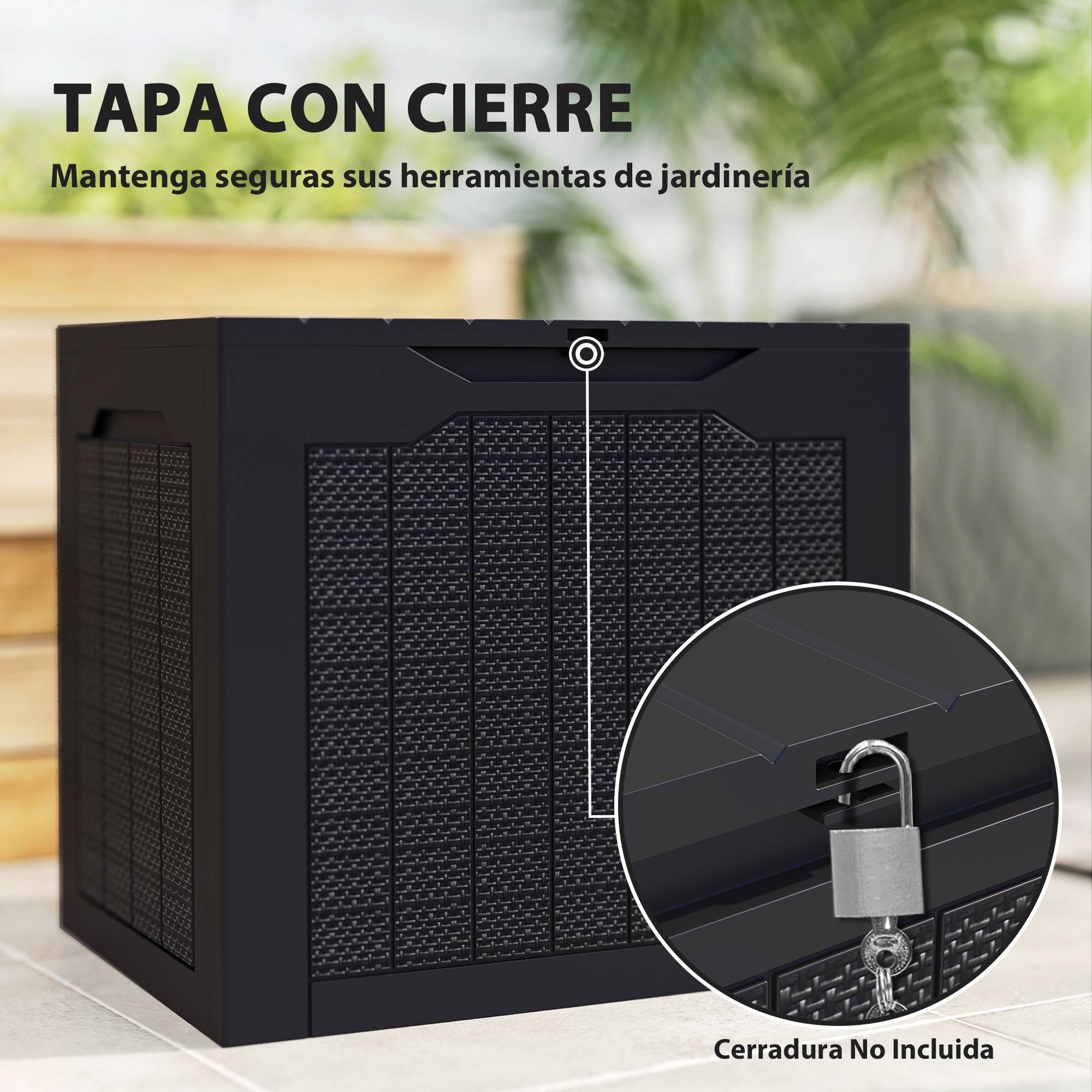 Petit Coffre Rangement Extérieur Résine Imperméable Verrouillable 56x41x50cm Noir - ComfortXL Outdoor Living - Image 8