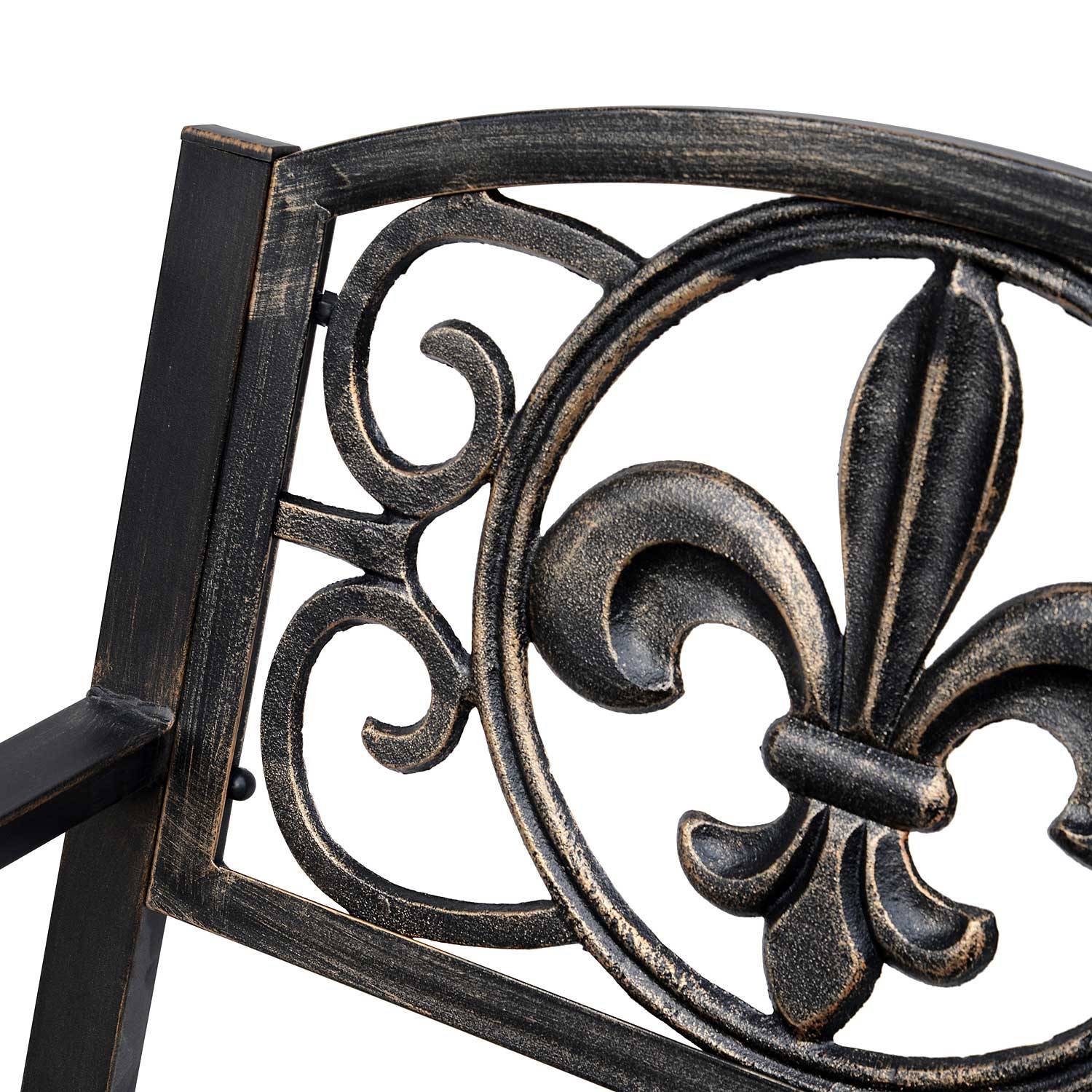 Fauteuil à bascule acier fonte extérieur motifs antiques vintage bronze - ComfortXL Outdoor Living - Image 9