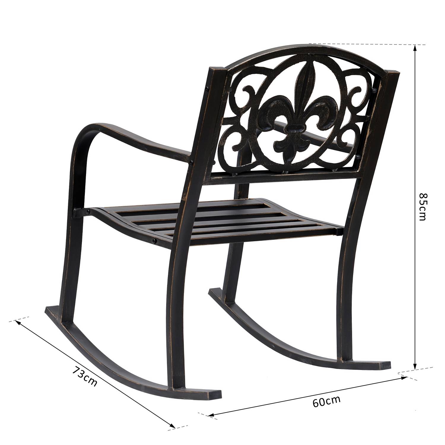 Fauteuil à bascule acier fonte extérieur motifs antiques vintage bronze - ComfortXL Outdoor Living - Image 4