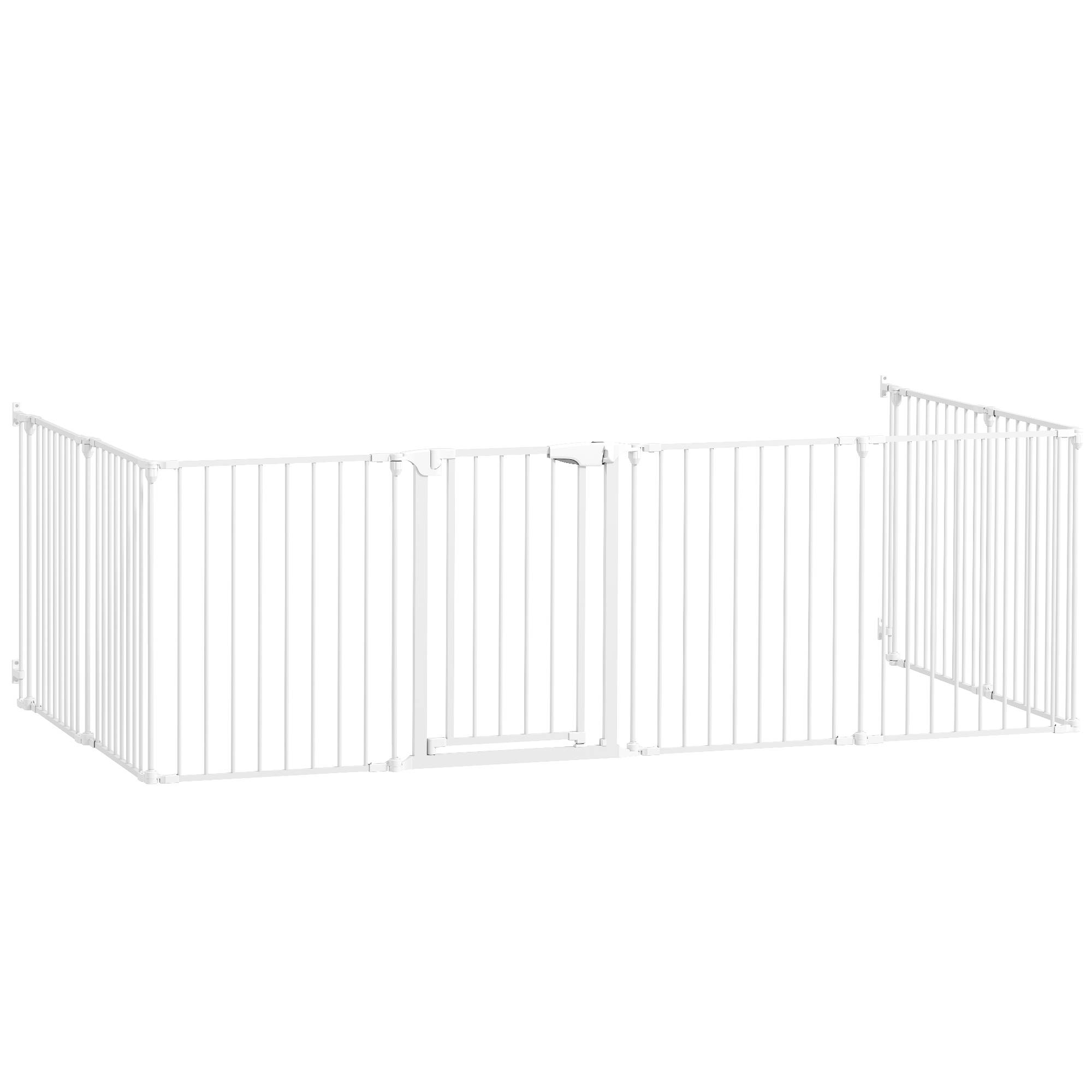 Barrière pliable pour chien, clôture pour animaux de compagnie à 8 panneaux, barrière à double verrouillage pour escaliers et couloirs, blanche - Image 2
